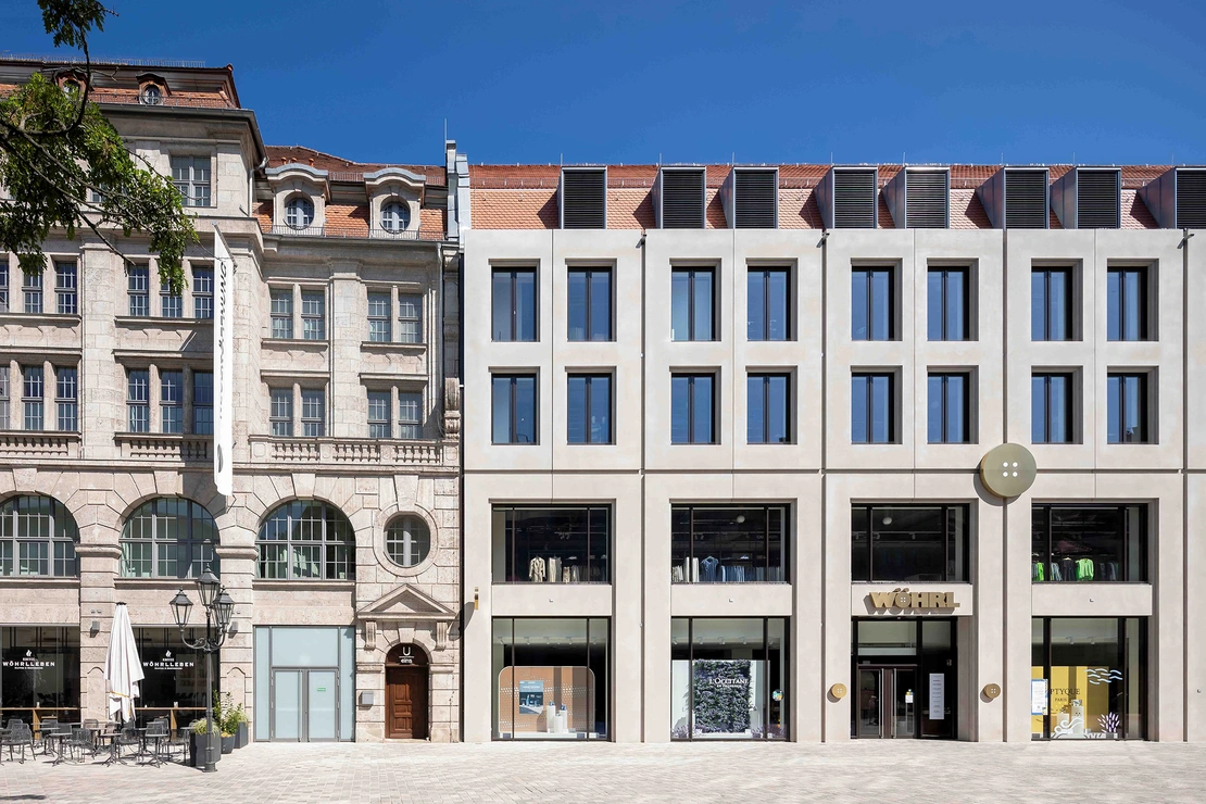 Sichtbetonfassade Neubau Wöhrl Nürnberg